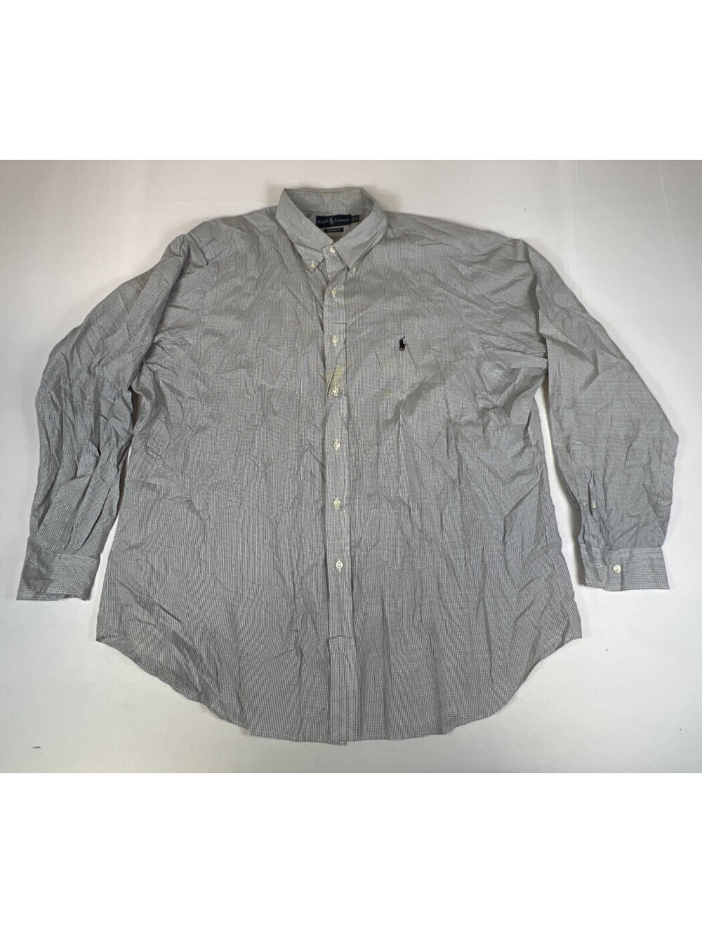 Polo Ralph Lauren Men's 18 36/37 Black White Check Classic Fit Long Sleeve Shirt